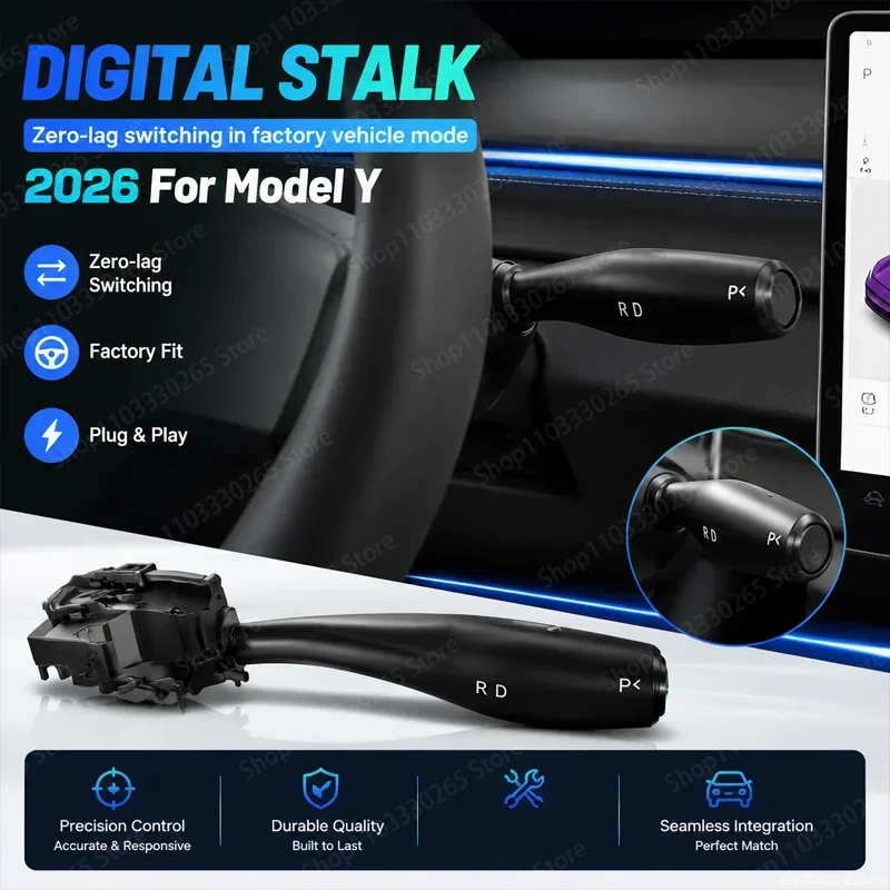 For Tesla Model Y Juniper 2026 YL Shift Lever Indicator Car D R P Autopilot Gear Column Stalk Light Modification Upgrades