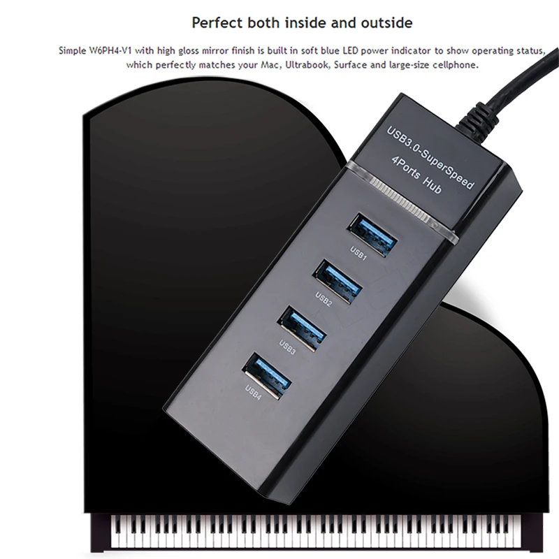 USB 3.0 HUB High Speed LED 1 to 4 Port Cable Splitter USB Data Transmission Extender Phone Charging Dock Multiple Adapter