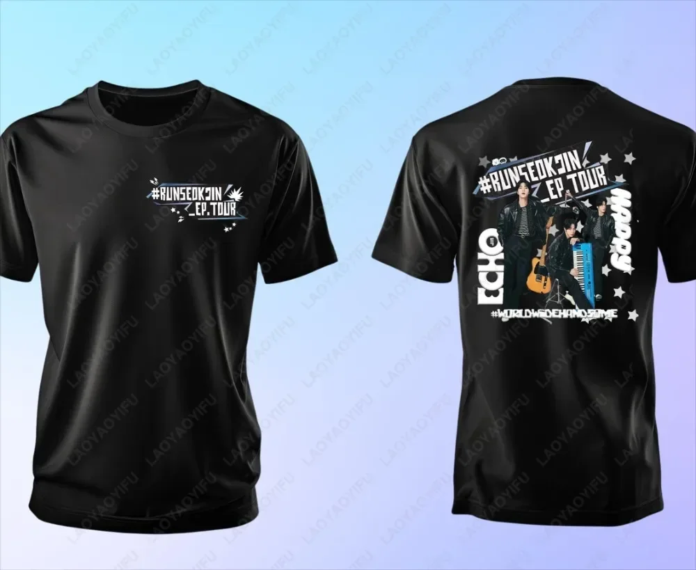 2025 تشغيل Seokjin جولة جين القطن التي شيرت الحفل في جميع أنحاء العالم وسيم الرجال النساء الجيش تيز الاتجاه كول عادية موضة الكبار بلايز هدية #6