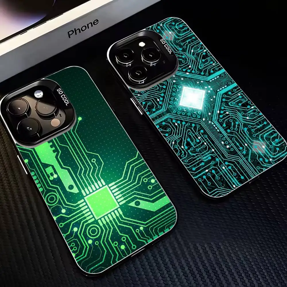 

Circuit board print Phone Case For iPhone17,16,15,14,13,12,11 Plus,Pro Max Black Matte Shockproof Cover