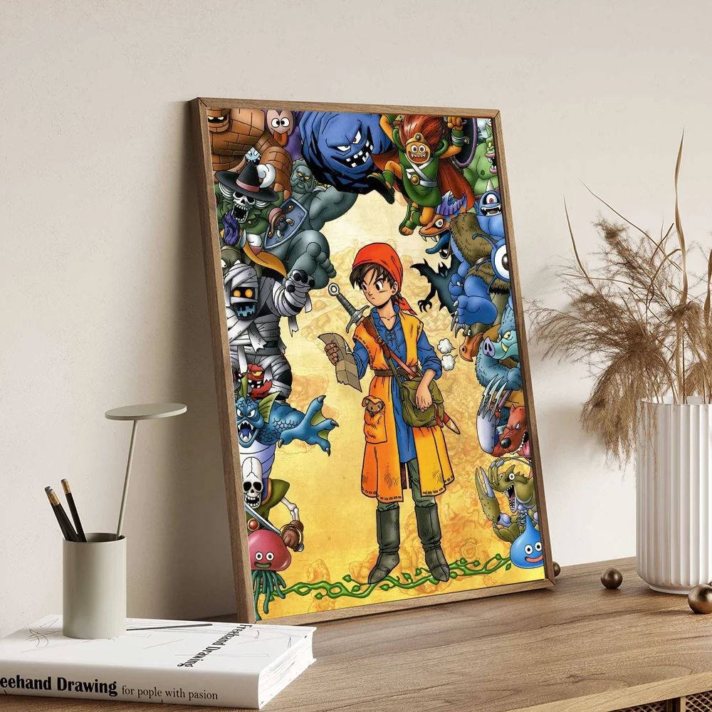 Game D-Dragon Quest Classic Vintage Posters Whitepaper Prints Posters Artwork Kawaii Room Decor
