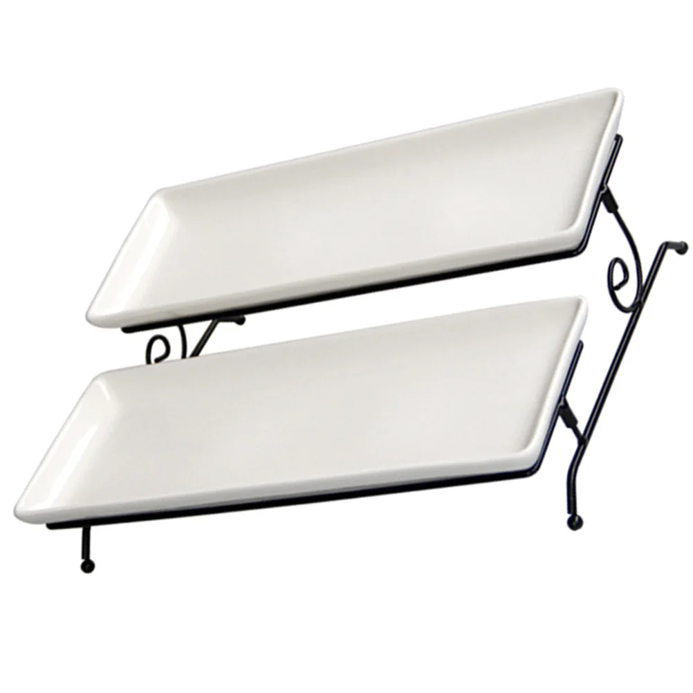 

Double-Layer Cake Display Stand Large Dessert Tray Iron Frame Elegant Tea Party Wedding Event Decor Cake Stand