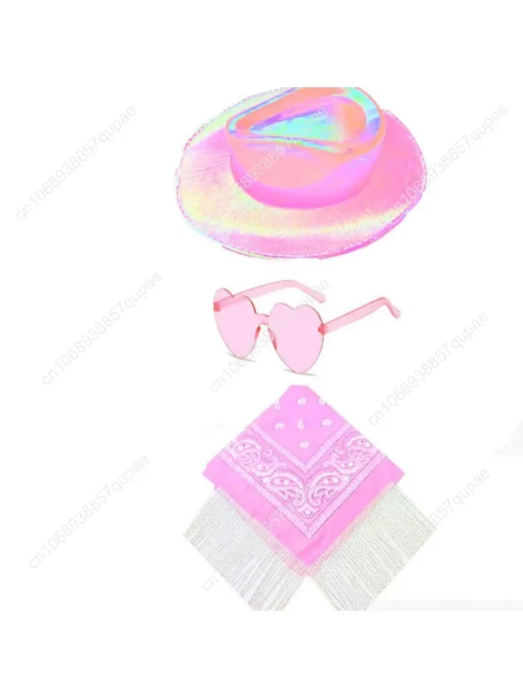 

3 Pcs Crown Western Cowboy Hat Fantasy Diamond Tassel Square Cowboy Hat Flashing Fashion Cap Bulk Adult Party Costume