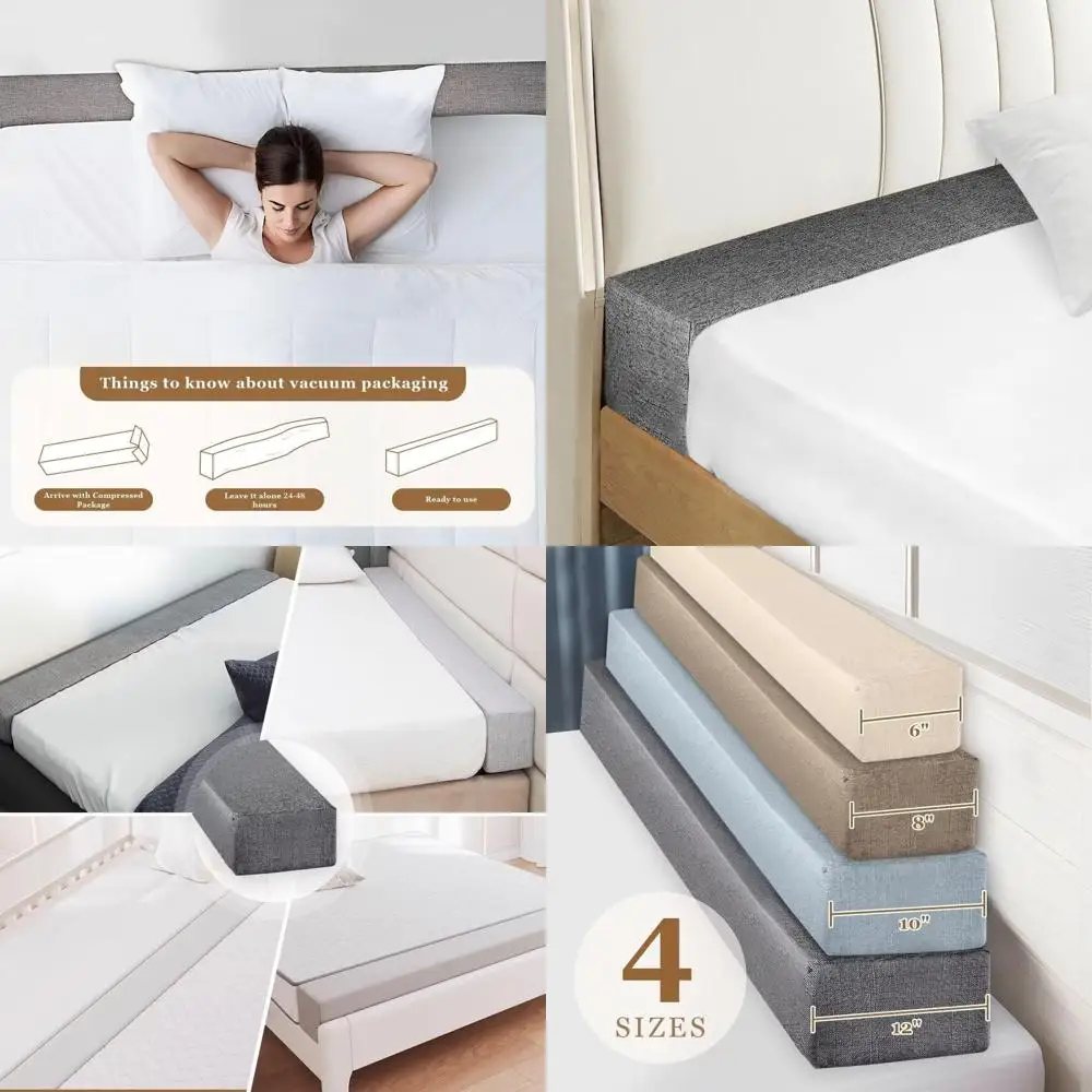 

High-Density Mattress Gap Filler with Removable Cover, Extends Bed Gap, 76x2x8, Full Size, Charcoal Gray