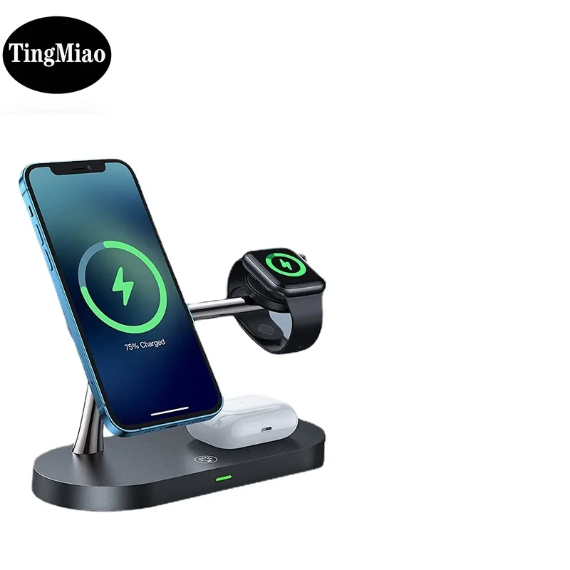 3 in 1 Wireless Charger Stand Magnetic For iPhone 12 13 14 15 Fast Charging Station for Apple i Watch 9 8 7 6 5 Airpods 2 3 Pro