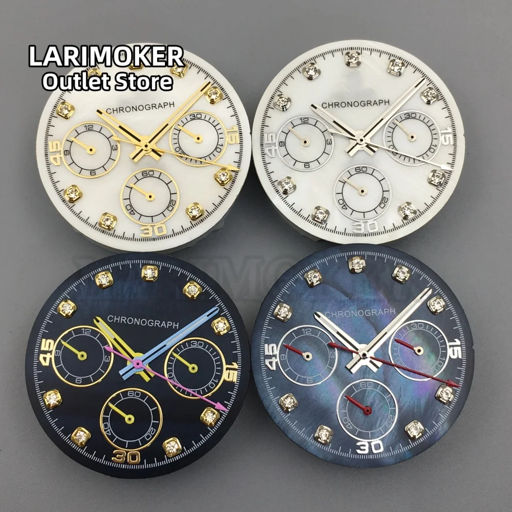 

LARIMOKER 30mm Shell Peal Watch Dial with Hand Setting Diamond Scale Suitable for VK63 Quartz Movement Watch Replacement Parts