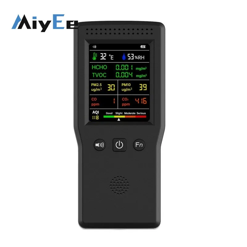 

VT-9IN1 Air Quality Monitor Tester (Black/White) for Temperature Humidity AQI PM2.5 PM10 HCHO TVOC CO CO2