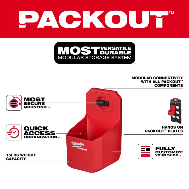 Milwaukee 48-22-8336 PACKOUT™ Organizer Cup Tool Storage Spare Parts Load Bearing 15 Pounds Storage Cup