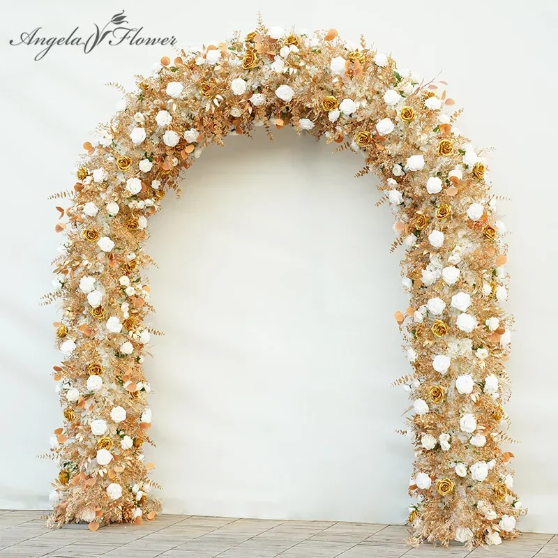 

Gold Eukalyptus Blatt Rose Hochzeit Hintergrund Arch Decor Hang Floral Anordnung Event Bühne Blume Stehen Gewölbte Rahmen