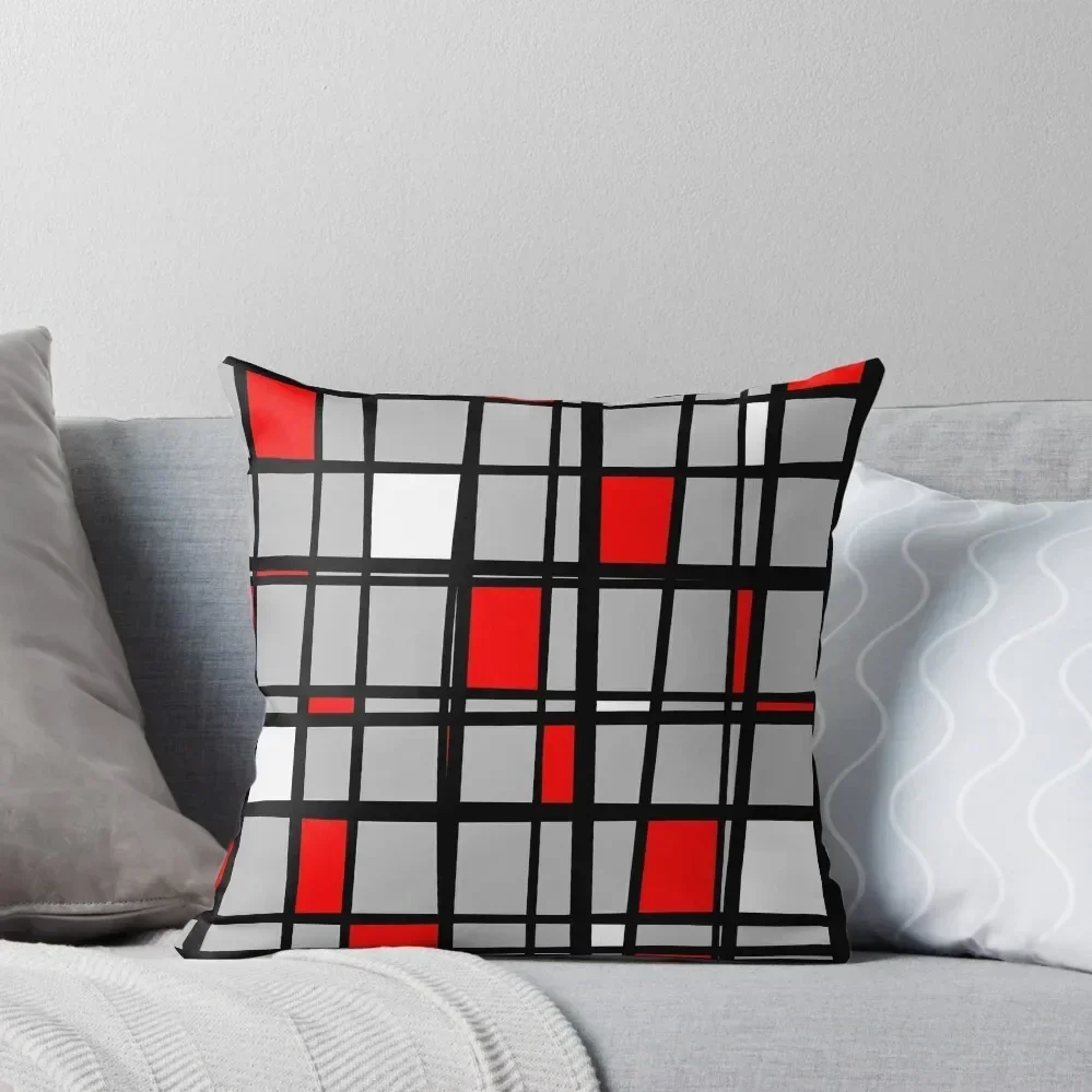

Gridlock - Abstract - Gray, Red, White, Black Throw Pillow Pillow Case Sofa Cover Cushions christmas decorations 2025 pillow