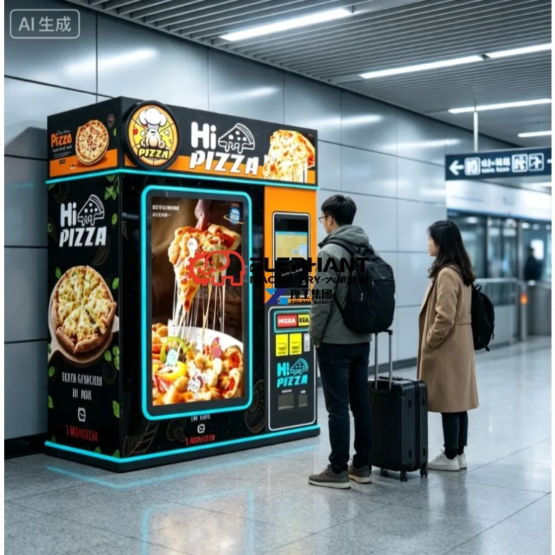 Fully Automatic Fresh Baked Pizza Machine with Microwave CE Certification Outdoor Business Pizza Making Vending Machine