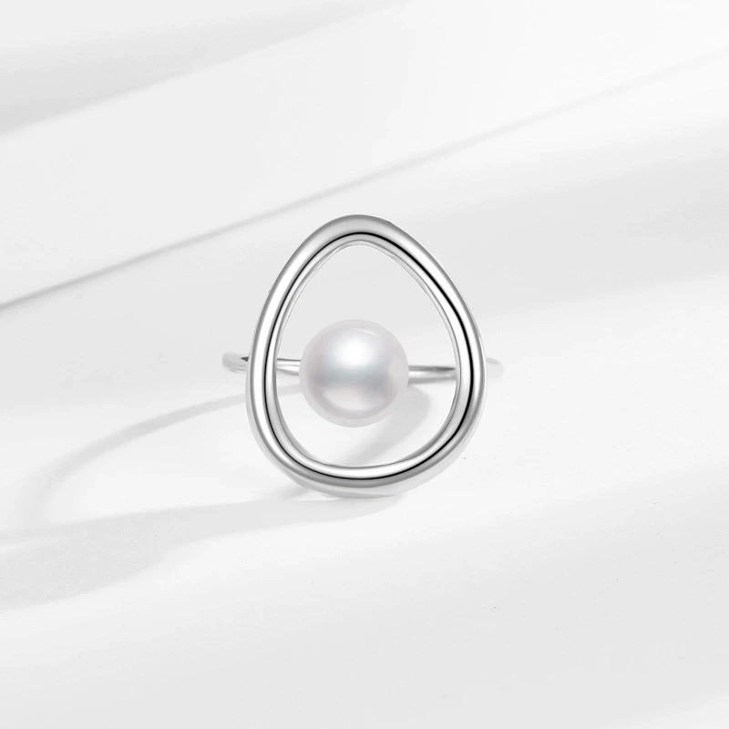 Hot Sale Pearl Geometric Open Ring Minimalist Irregular Ring for Women Trendy Elegant Stackable Jewelry Gift