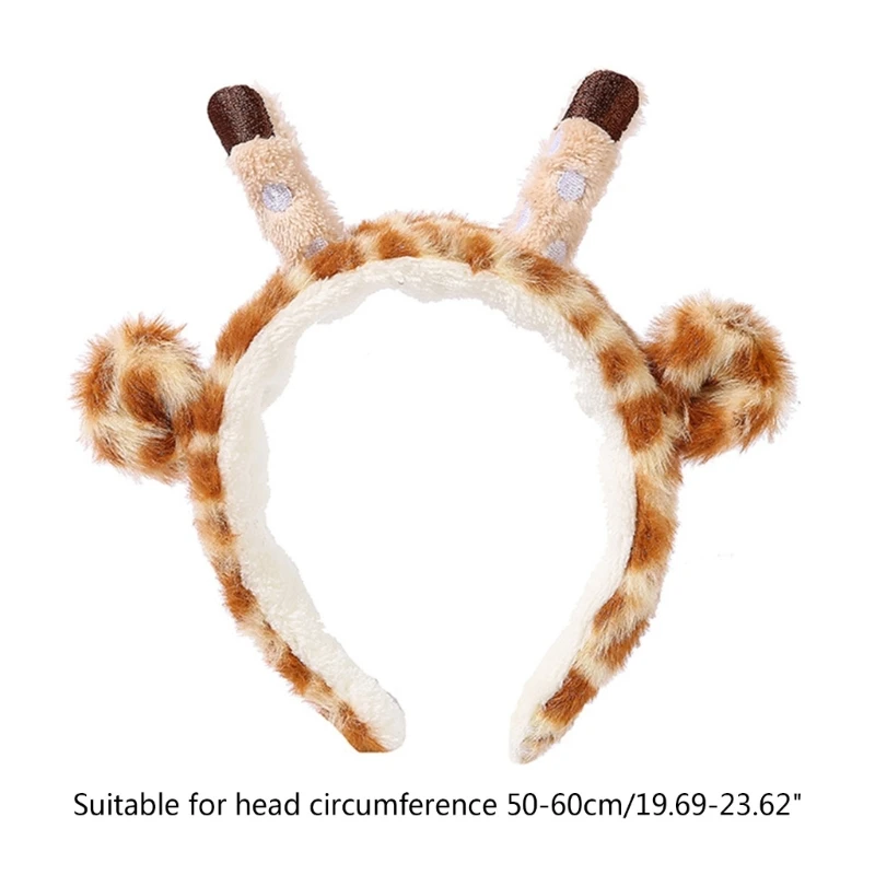 Woman Plush Hairbands & Wristband Cartoon Giraffe Plush Headband Wash Face Hairband Woman Hair Holder Turban DropShipping