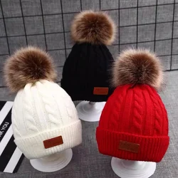 Conjunto de gorro y bufanda con pompón de dibujos animados para bebé, niña y niño, gorro de invierno para niño, gorrito de punto cálido para niño y niña