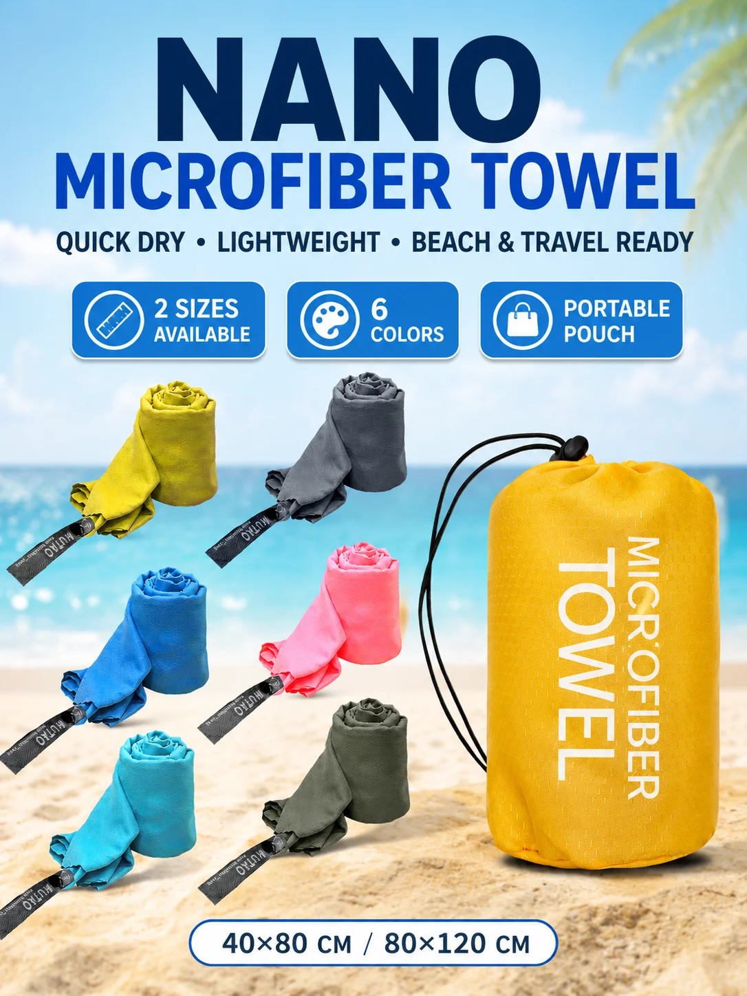 Microfiber Travel Towel Quick Dry Sports Towel Lightweight Camping Beach Towel Absorbent Gym Swimming Towel