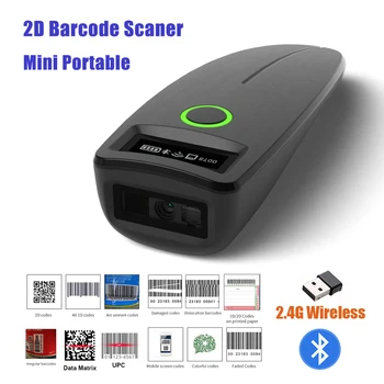 2D Barcode Scanner Mini 2,4G Wireless Bluetooth Handheld Tragbare 1D 2D QR Code Daten Matrix PDF417 Reader mit Speicher Funktion