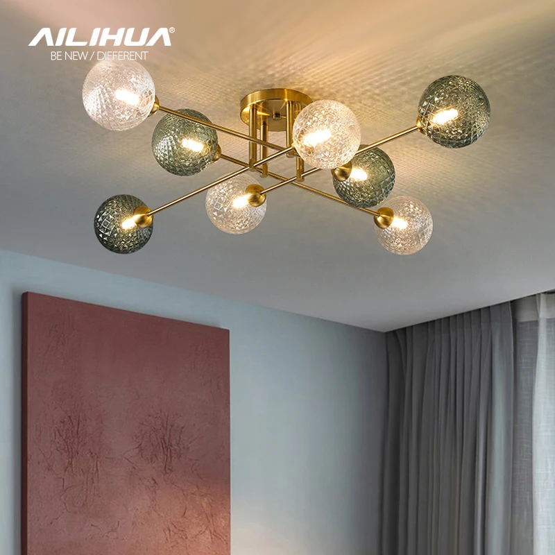 

Living room ceiling light luxury modern simple lamps main bedroom light green room bedroom main light Nordic living room light