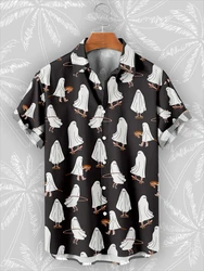 Camisa hawaiana de gran tamaño para hombre, camisa de manga corta con estampado 3D de Festival de fantasmas, moda de Halloween, Tops de alta calidad, verano, 2024