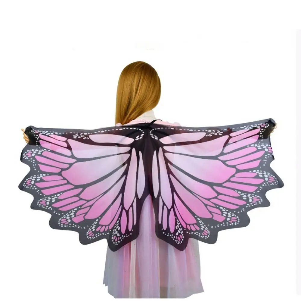Lindo gasa mariposa capa gradiente disfraz bufandas y envolturas accesorios de fiesta vestir alas de mariposa chal niños