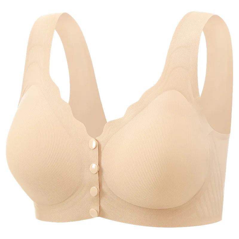 Gestreifter, nahtloser Still-BH mit Frontverschluss für Damen, Postpartum, Mütter, Mädchen, hochelastischer, bügelloser Tanktop-BH in Übergröße für Frauen