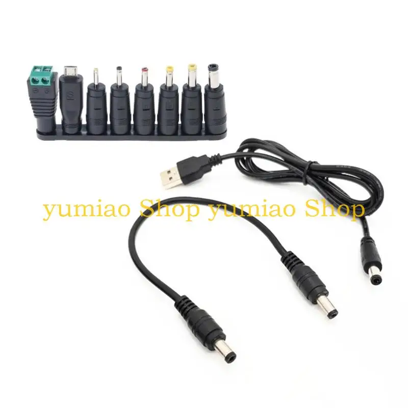 587B USB To DC5521 Power Cable Including 8 Adapter Tip Connectors Perfect For Home Office Camping Needs DC4.0x1.7DC3.5x1.35