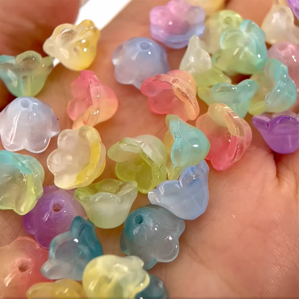 100 قطعة 10 قطعة زهرة ملونة شكل الزجاج الخرز فضفاض خزر عازل لصنع المجوهرات دبوس الشعر أساور أقراط DIY بها بنفسك اكسسوارات