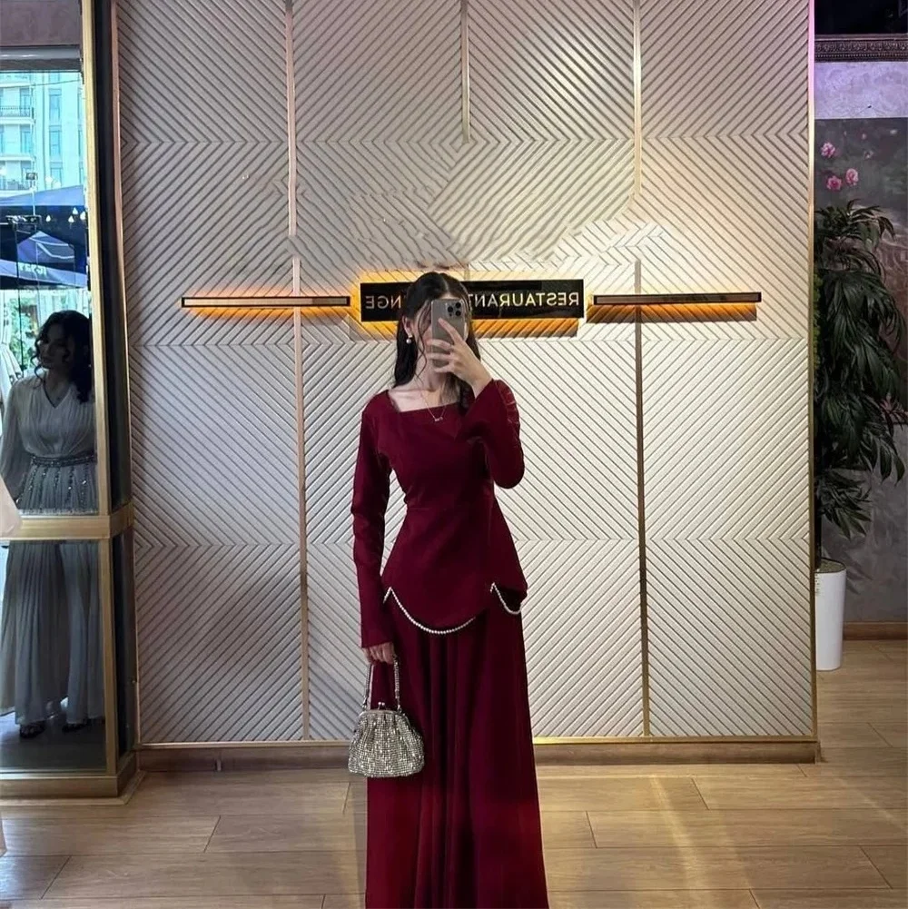 

Women Party Long Sleeves Bespoke Occasion Gown Evening Dresses Pastrol Unisex Jersey Retro Dubai Saudi Arabic Prom Customized
