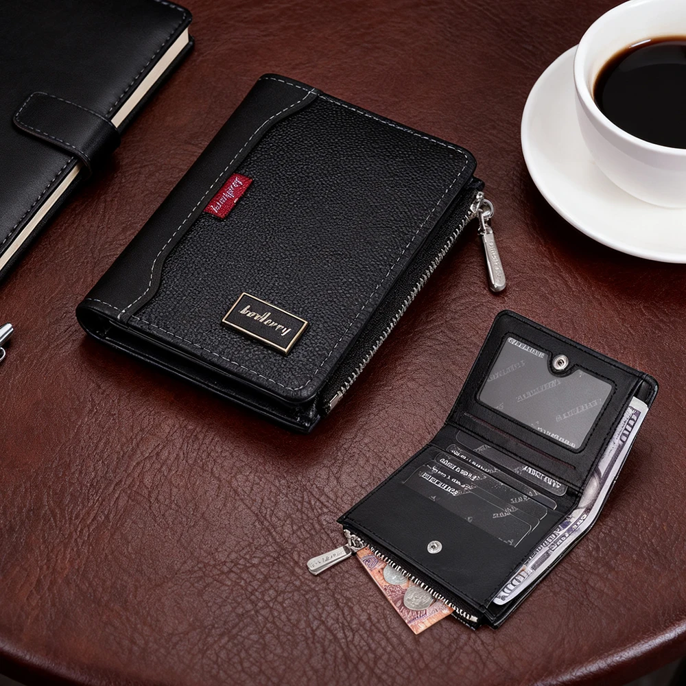 Новые RFID-мужские кошельки на молнии, зажимы для кредитных карт, винтажный мужской кошелек для монет, высококачественный держатель для фотографий, сумки для карт, мужской кошелек с пряжкой