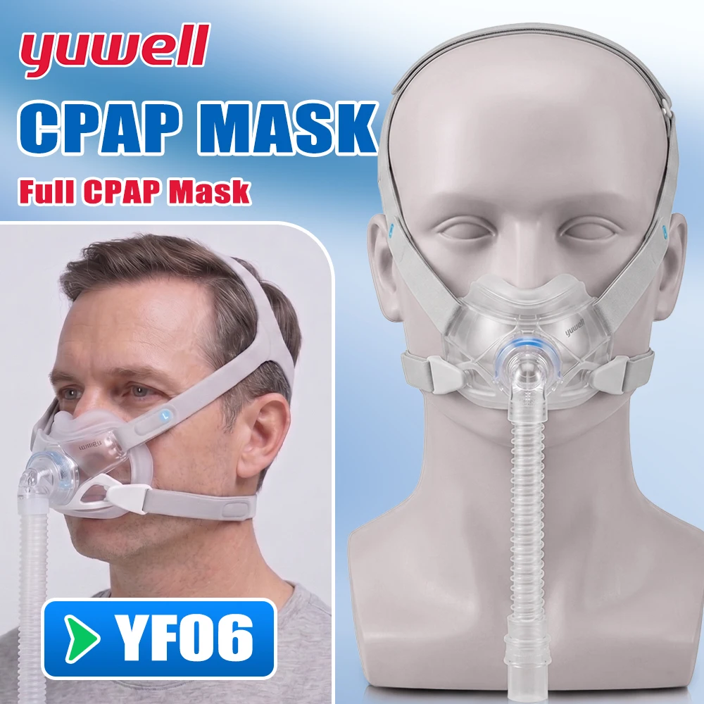 Masque CPAP Yuwell YF-06 avec sangle de tête, masque CPAP complet, Auto CPAP, APAP, BIPAP pour appareil respiratoire, apnée du sommeil, anti-ronflement