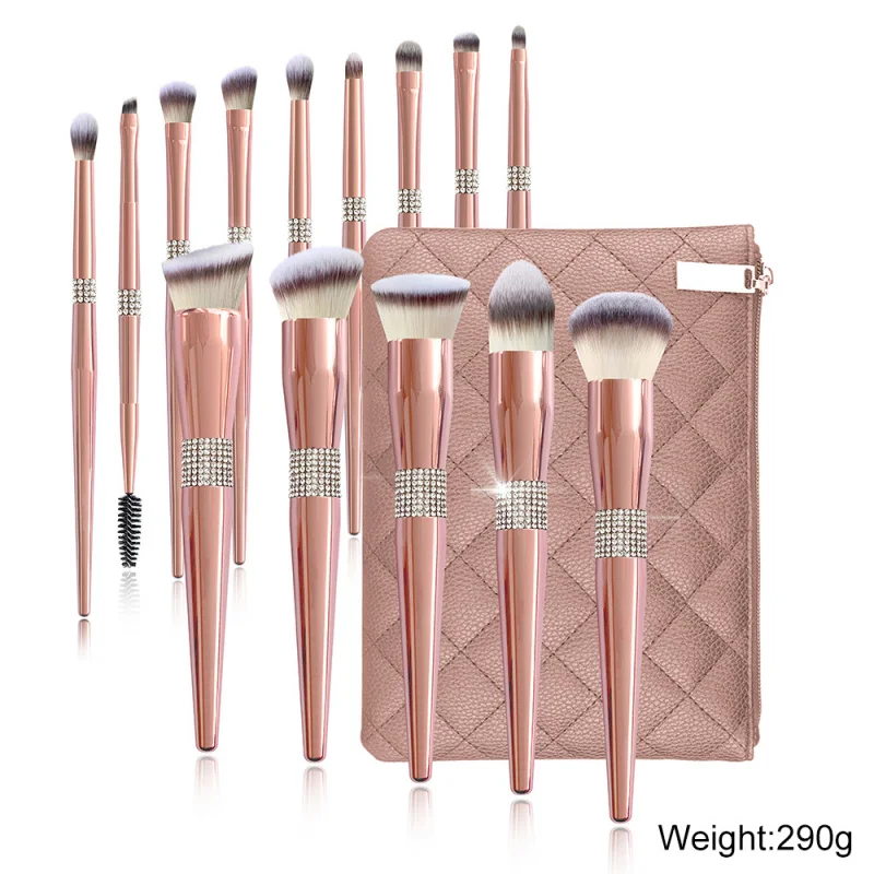 

14electroplated rose gold makeup brush brush suit powder brush eye shadow brush