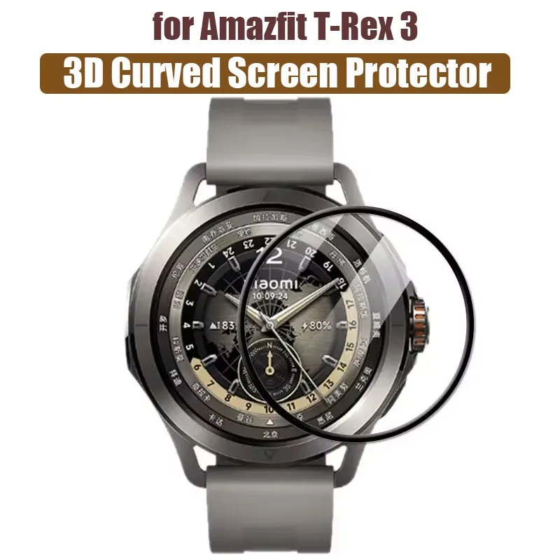 3D Curved Screen Protector for Amazfit T-Rex 3 3D Curved Screen Protector for TRex 3 Ultra-HD Full Coverage Protective Film