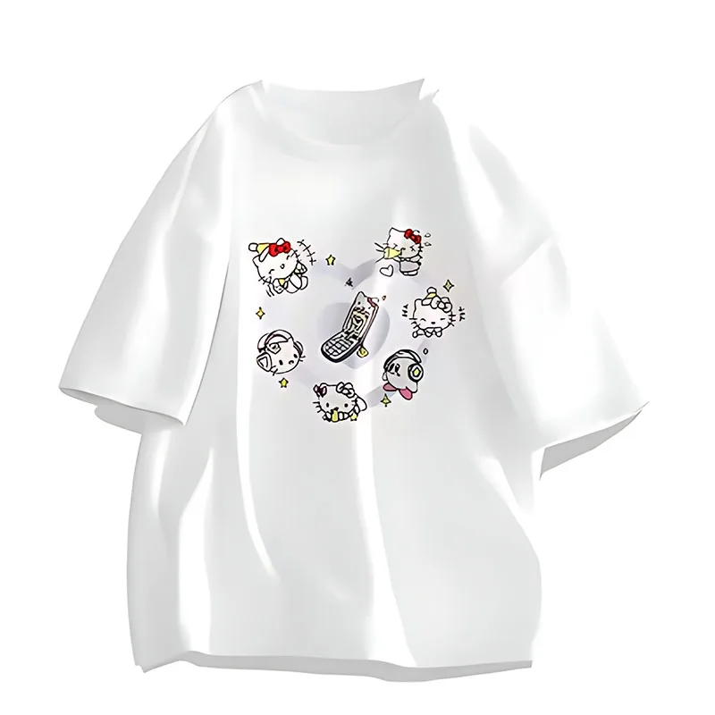 Disney Hello Kitty Women Short Sleeve Tshirt Adorable Kitty Themed Design Comfortable Fit Trendy Clothing Casual Fashionable