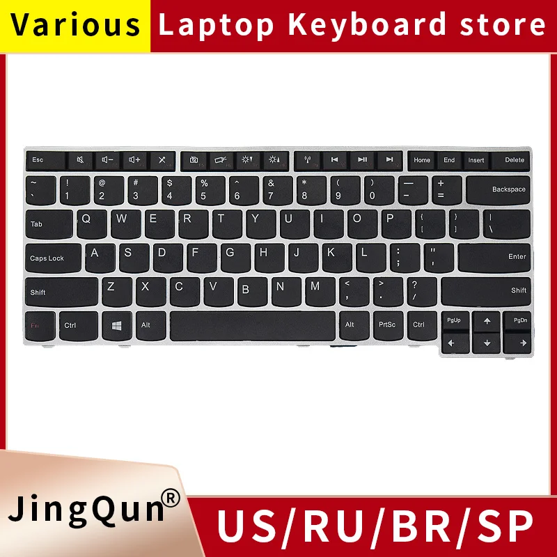 Teclado de ordenador portátil con marco plateado, accesorio para Lenovo V490U B430, Inglés US 0C13906 04X0101 MP-12A63US-686W 25210207