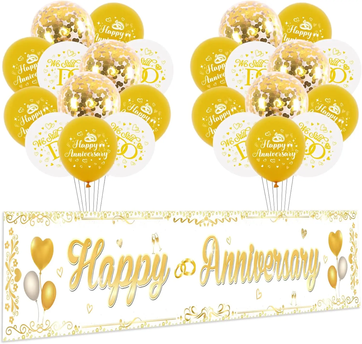 

Wedding Anniversary Decor Happy Anniversary Yard Banner Printed Balloons Wedding Anniversary Birthday Party Decor for 30th 40th