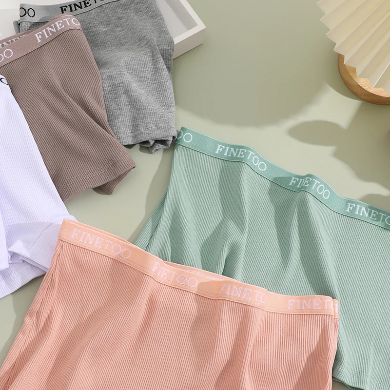 Women\'s Cotton Boyshorts Sports Boxer Underwear Female Sexy Striped Panties Letter Belt Safety Shorts Solid Breathable Lingerie