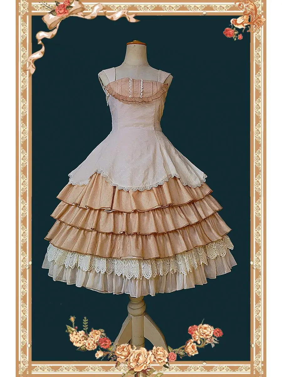 Abito retrò Lolita JSK Abito da festa in cotone autunnale a due vie a strati vintage ~ Valzer di Infanta