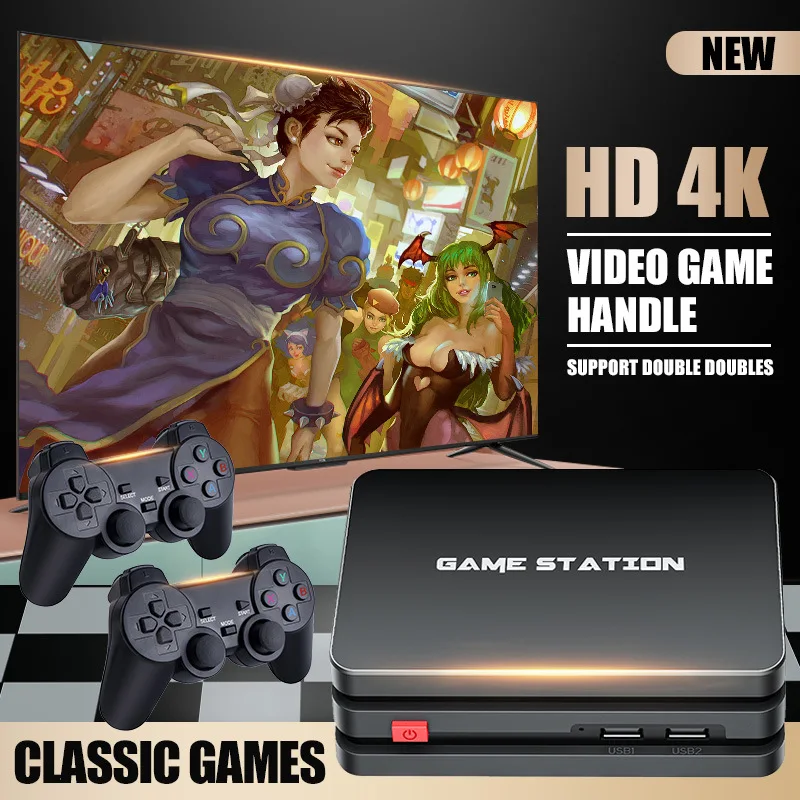 Consola de videojuegos con cuatro núcleos, 4K, HD, más de 10000 juegos integrados, PS, Retro, juego de TV con controlador de juegos para PS1/GBA/FC/MAME