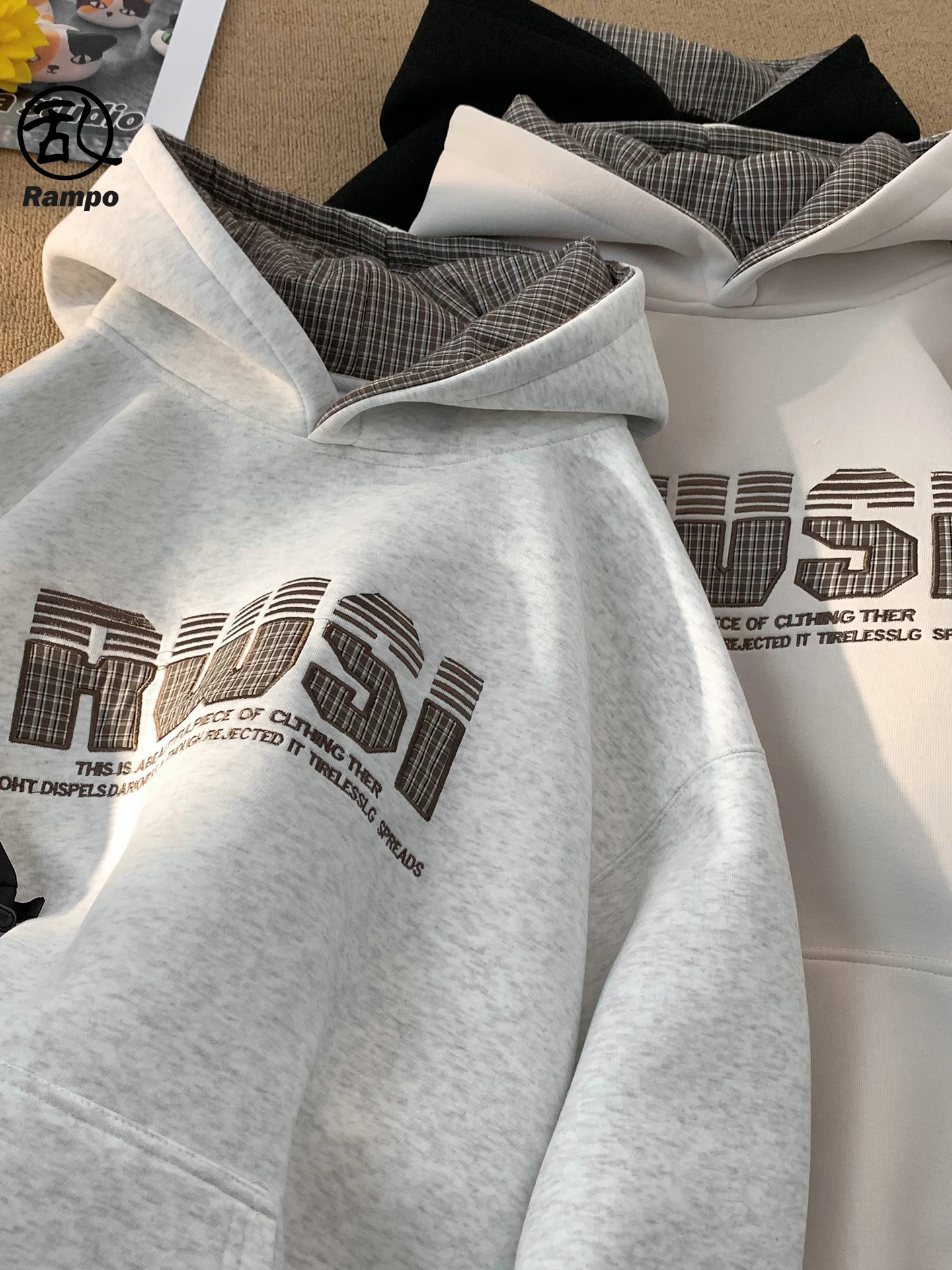 

American Street Sle Heavyweight Hoodie ex Autumn Winter Youth Contrast Color Loose Letter Print Jaet Cotton Polyester...