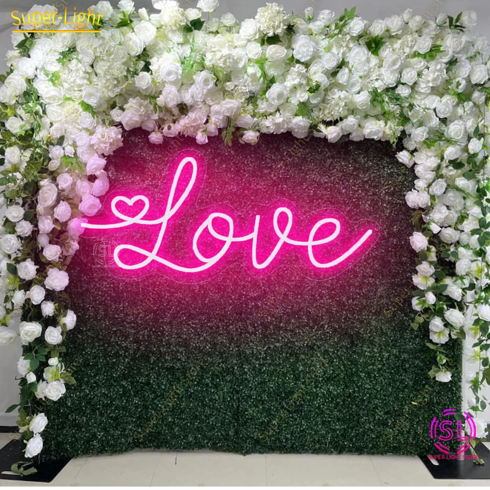 Imagem -03 - Custom Neon Love Sign Sinais Led Decoração de Festa de Casamento Festa de Quarto Sinal de Luz do Amor Noivo Sinal Grande 50x22cm