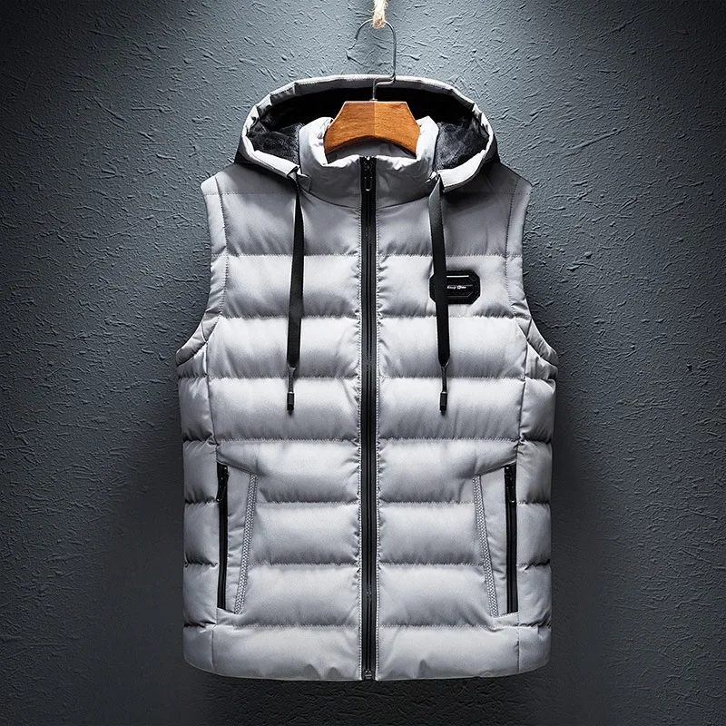 MAIDANGDI Men\'s sleeveless vest jacket winter fashion men\'s cotton padded vest jacket men\'s standing collar warm vest clothing