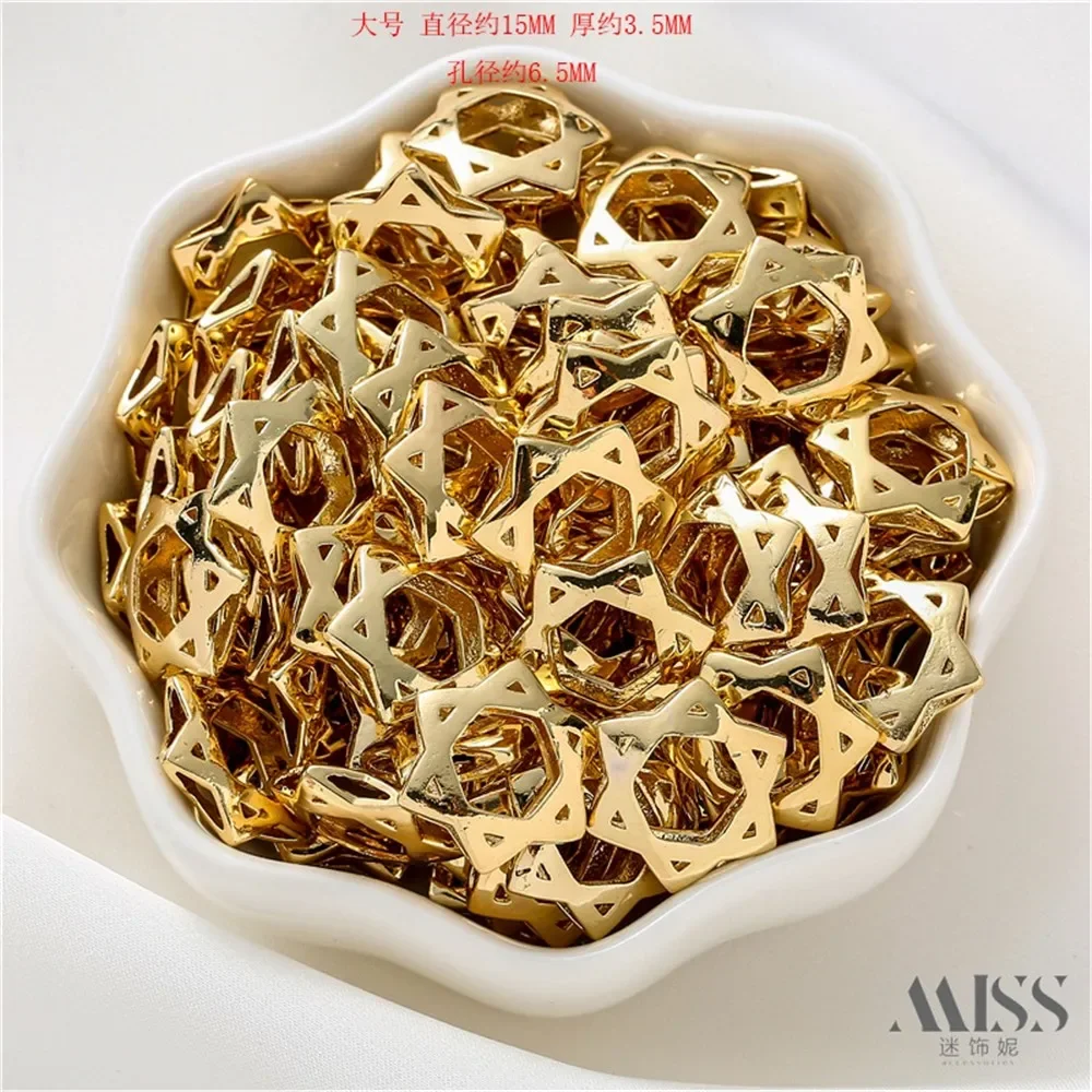 14K gouden tas kleurbehoud hexagram set kralenring DIY handgemaakte sieraden accessoires materialen