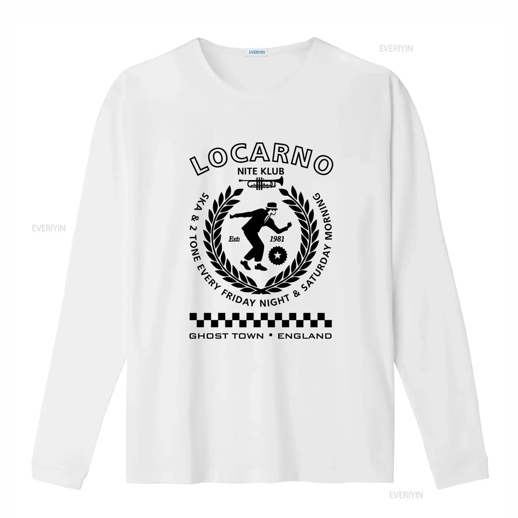 Mens Locarno Nite Klub 2 Tone Ska T Shirt Specials Madness Hall Rude Boy Retro Vintage Design vintage Washed Versatile