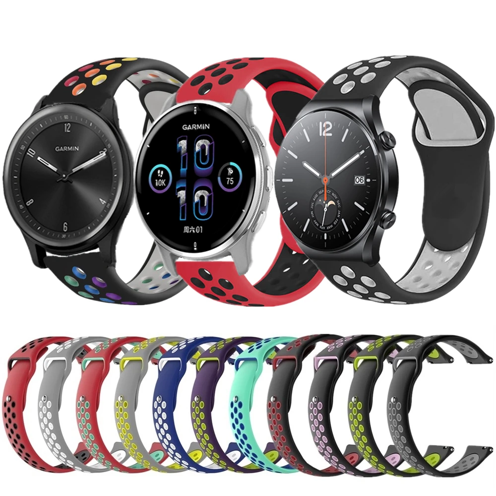 

Rainbow Bands For Garmin Vivomove Sport Venu 2 Plus Silicone Wrist Strap For Vivo WATCH 2 Xiaomi S1 TicWatch GTK GTA Bracelet