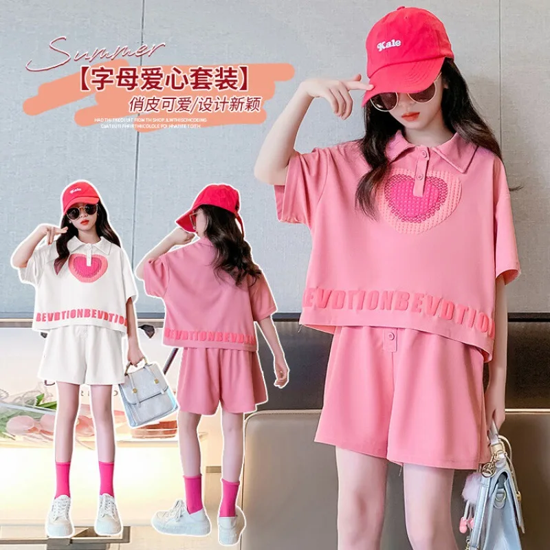 Teenage Girls Clothing Sets Summer Fashion Top And Shorts Little Princess Suit 5 6 7 8 9 10 11 12 13 14 Years Old Kids Clothes