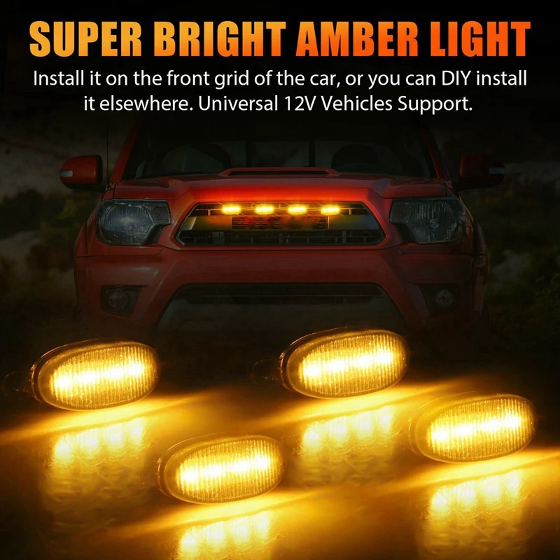 12X Raptor Style Smoked Lens Amber LED Front Grille Running Lights For Ford F-150 F150 2009-2018