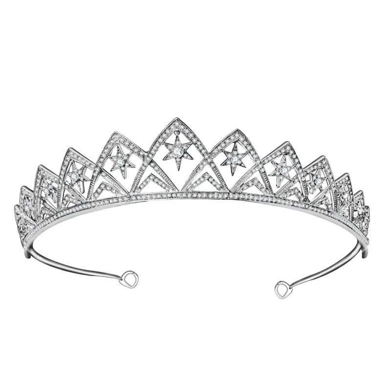 CC Vintage Crown Women Accessories Wedding Headbands Engagement Hair Ornaments Star Shape Tiaras Crystal Coronets Party HS92