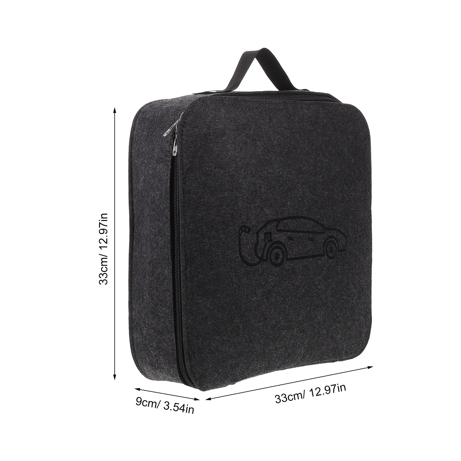 Ev Charging Cable Organizer Bag Square Felt Storage Case Portable Car Trunk Tool Organizer for Electric Vehicle Charger