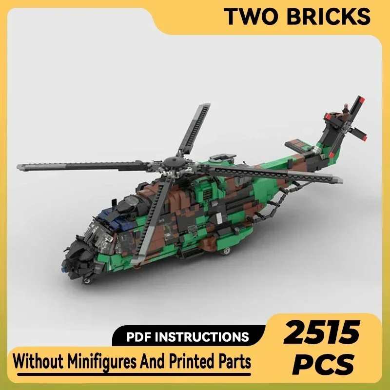 Modèle militaire Moc briques de construction NH-90 Transport tactique hélicoptère technologie blocs cadeaux jouets de noël bricolage ensembles assemblage