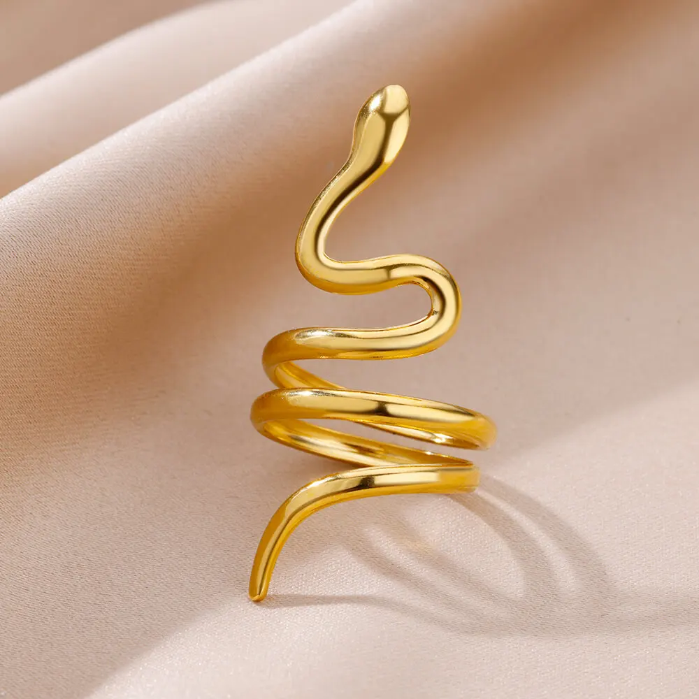 Gold Color Snake Rings for Women Men Vintage Stainless Steel Ring Female Gothic Jewelry Accesorios free shipping items anillos