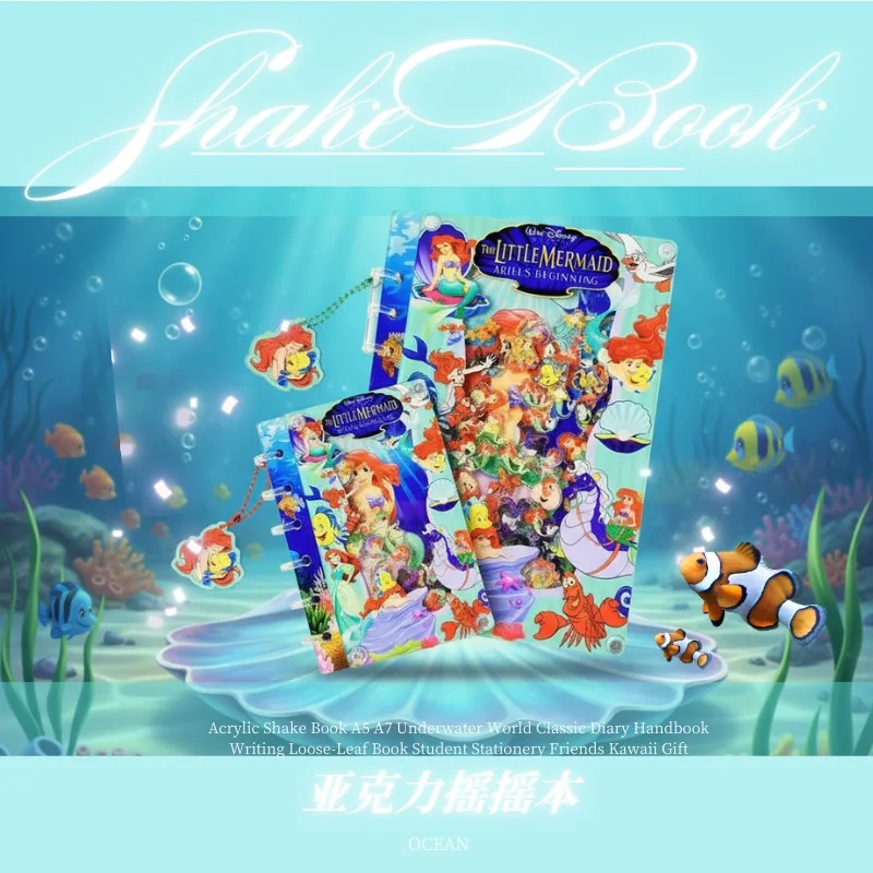 

Акриловый блокнот-шейкер A5/A7 «Русалка и океан»: классический дневник, тетрадь для записей, блокнот на кольцах, канцелярские товары для студентов, милый подарок для друзей